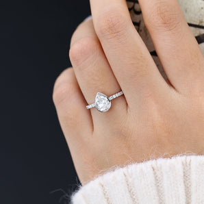 Tessa-1.0 Carats Pear Moissanite Bezel Engagement Ring