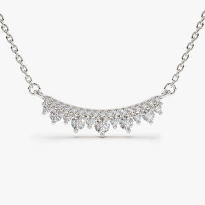 Lillian-0.35 Carats Round Moissanite Curved Bar Necklace