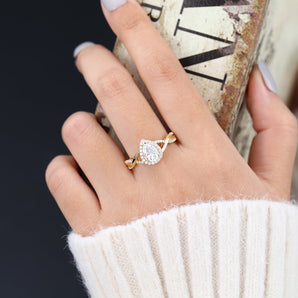 Ruth-0.43 Pear Moissanite Halo Engagement Ring