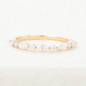 Roman-0.44 TCW Marquise & Round Moissanite Semi Eternity Wedding Band