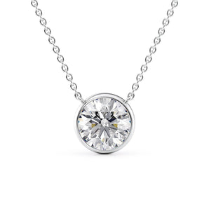 Savannah-2.0 Carats Round Moissanite Bezel Necklace