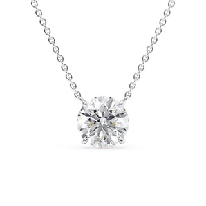 Audrey-2.0 Carats Round Moissanite Solitaire Necklace