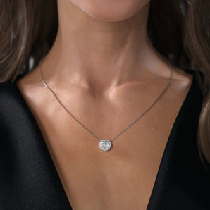 Brooklyn-2.0 Carats Round Moissanite Halo Necklace