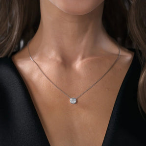 Hannah-2.0 Carats Round Moissanite Solitaire Necklace