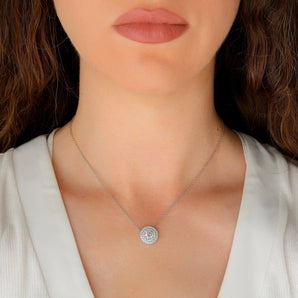 Gabriella-2.0 Carats Round Moissanite Double Halo Necklace