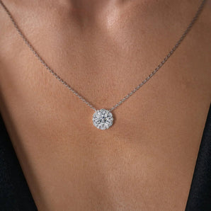 Addison-2.0 Carats Round Moissanite Halo Necklace