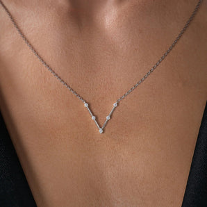 Zoe-0.15 Carats Round Moissanite Chevron Necklace