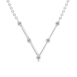 Zoe-0.15 Carats Round Moissanite Chevron Necklace