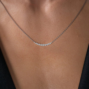 Lily-0.25 Carats Round Moissanite Curved Bubble Necklace