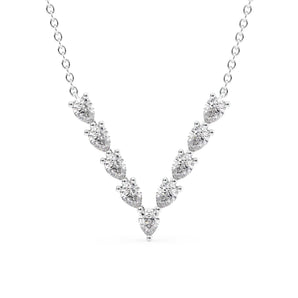 Aria-0.65 Carats Round Moissanite V shape Necklace