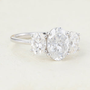 Callie-1.91 Carats Oval Moissanite Three Stone Style Engagement Ring