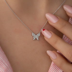 Claire-0.35 Carats Round Moissanite Butterfly Necklace