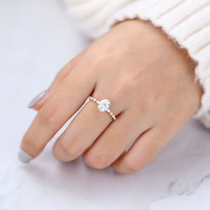 Lucille-1.33 Carats Oval Moissanite Pave Engagement Ring