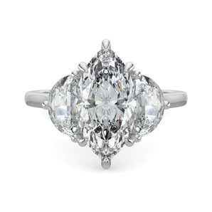 Leah-1.0 Carats Marquise Moissanite Three Stone Engagement Ring