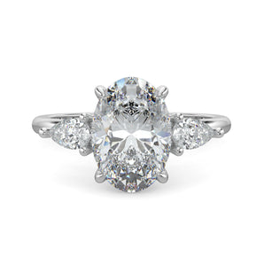 Grace-1.0 Carats Oval Moissanite Three Stone Engagement Ring