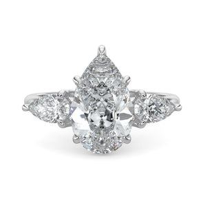 Sarah-1.0 Carats Pear Moissanite Three Stone Engagement Ring