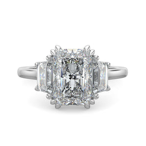 Caroline-1.50 Carats Radiant Moissanite Three Stone Engagement Ring