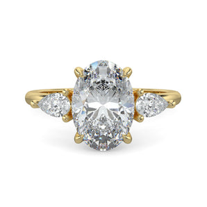 Grace-1.0 Carats Oval Moissanite Three Stone Engagement Ring