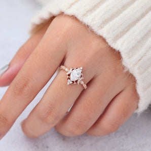 Mariah-0.90 Carats Pear Moissanite Vintage Engagement Ring