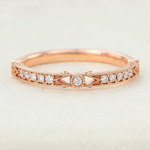 Ariana-0.15 TCW Round Moissanite vintage Wedding Band