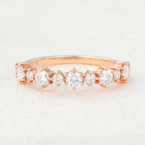 Ruby-0.7 TCW Round Moissanite Vintage Wedding Band