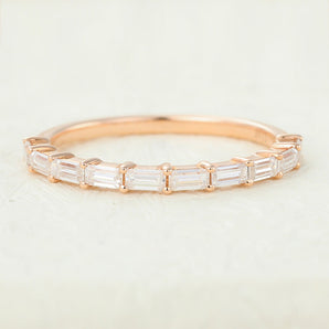 Tyler-0.6 TCW Baguette  Moissanite Half Eternity Wedding Band