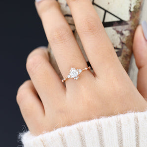 Kiera-0.41 Carats Round Moissanite Vintage Engagement Ring