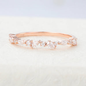 Gianna-0.42 TCW Pear, Marquise & Round  Moissanite Half Eternity Wedding Band