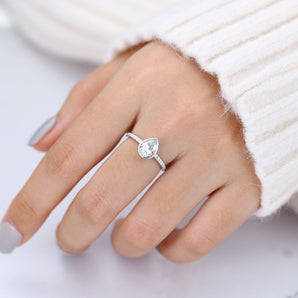 Tessa-1.0 Carats Pear Moissanite Bezel Engagement Ring