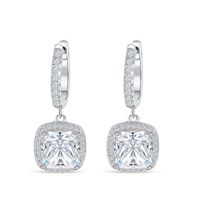 Penelope- 3.0 CT Cushion Moissanite Drop Stud Earrings