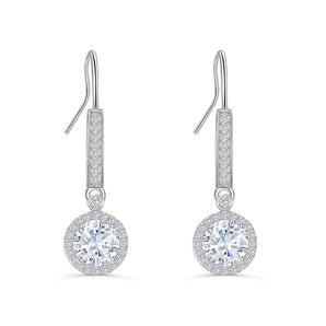 Zoey- 1.0 CT Round Moissanite Dangle Drop Stud Earrings