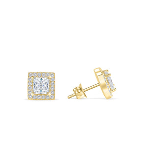 Aurora- 1.0 CT Princess Moissanite Halo Stud Earrings