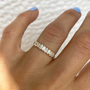 0.74 TCW Baguette & Pear  Cluster Wedding Band