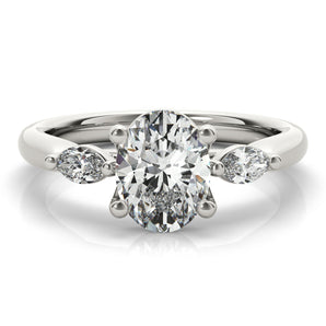 Margaret-1.0 Carats Oval Moissanite Three Stone Engagement Ring