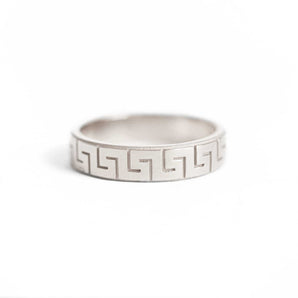 Plain Greek Key band Wedding Band