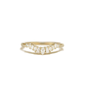 0.26 TCW Baguette Pear and Round cluster Wedding Band