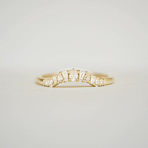 0.26 TCW Baguette Pear and Round cluster Wedding Band