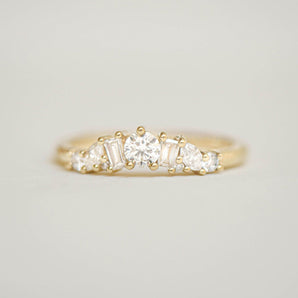 0.37 TCW Tapered Baguette Marquise and Round cluster Wedding Band