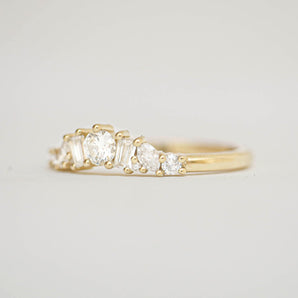 0.37 TCW Tapered Baguette Marquise and Round cluster Wedding Band