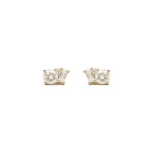 0.42 CT Round and Baguette Moissanite Cluster earrings