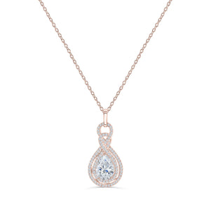 Emily-2.0 Carats Pear Moissanite Double Halo Necklace