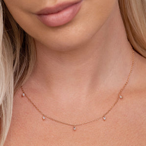 Chloe-0.06 Carats Marquise Moissanite Dainty Necklace