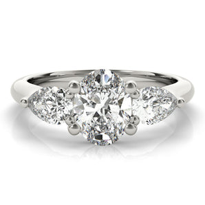 Eloise-1.0 Carats Oval Moissanite three Stone Style Engagement Ring