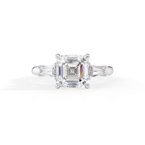 Makayla-1.50 Carats Asscher Moissanite Three Stone Engagement Ring