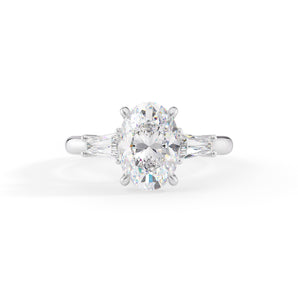 Seraphina-1.80 Carats Oval Moissanite Three Stone Engagement Ring