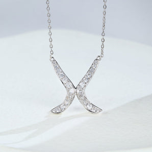 Anna-0.89 Carats Round Moissanite X-shaped Necklace