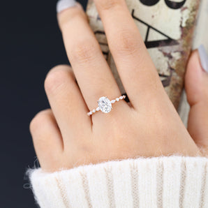 Lucille-1.33 Carats Oval Moissanite Pave Engagement Ring