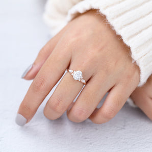 Jordyn-1.33 Carats Oval Moissanite cluster Engagement Ring