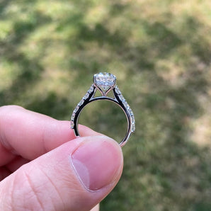 Ella-3.0 Carats Oval Moissanite Hidden Halo Engagement Ring