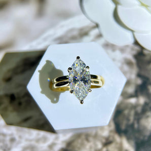 Marley-3.0 Carats Marquise Moissanite Solitaire Bridal Ring Set